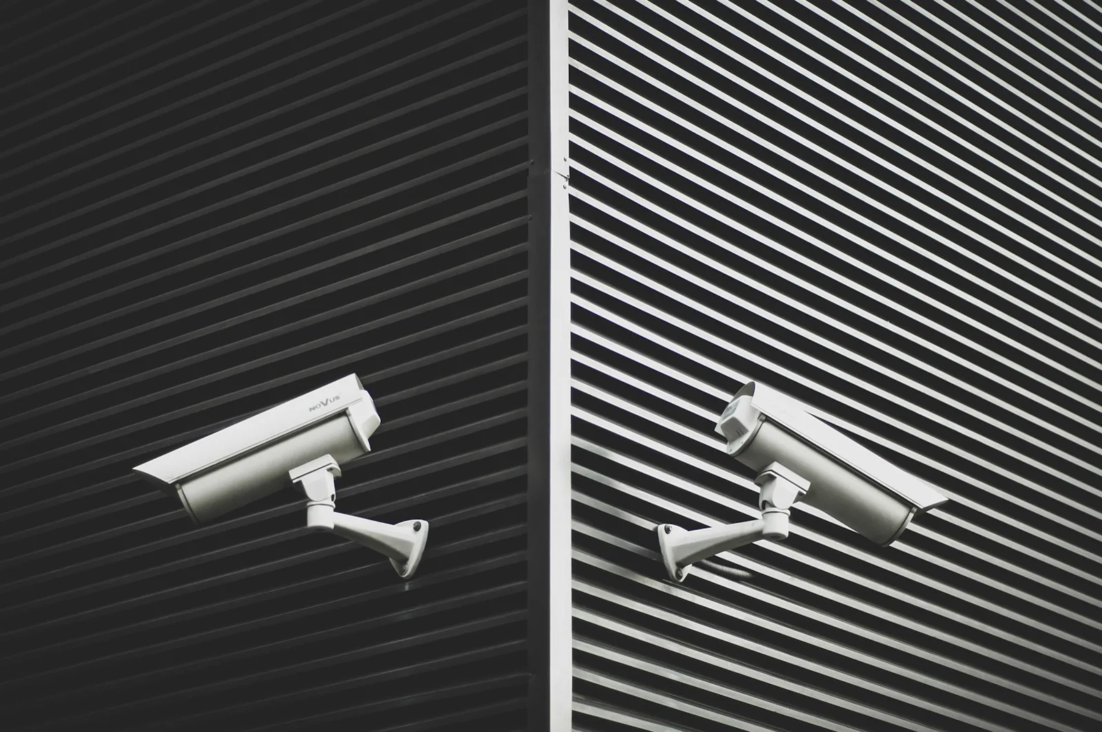 Surveillance cameras installed on a building facade